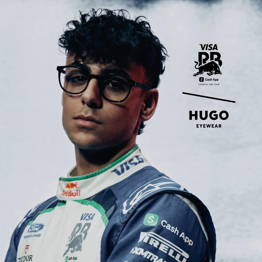 Gafas Hugo HG 1395 en piloto F1 Racing Bulls